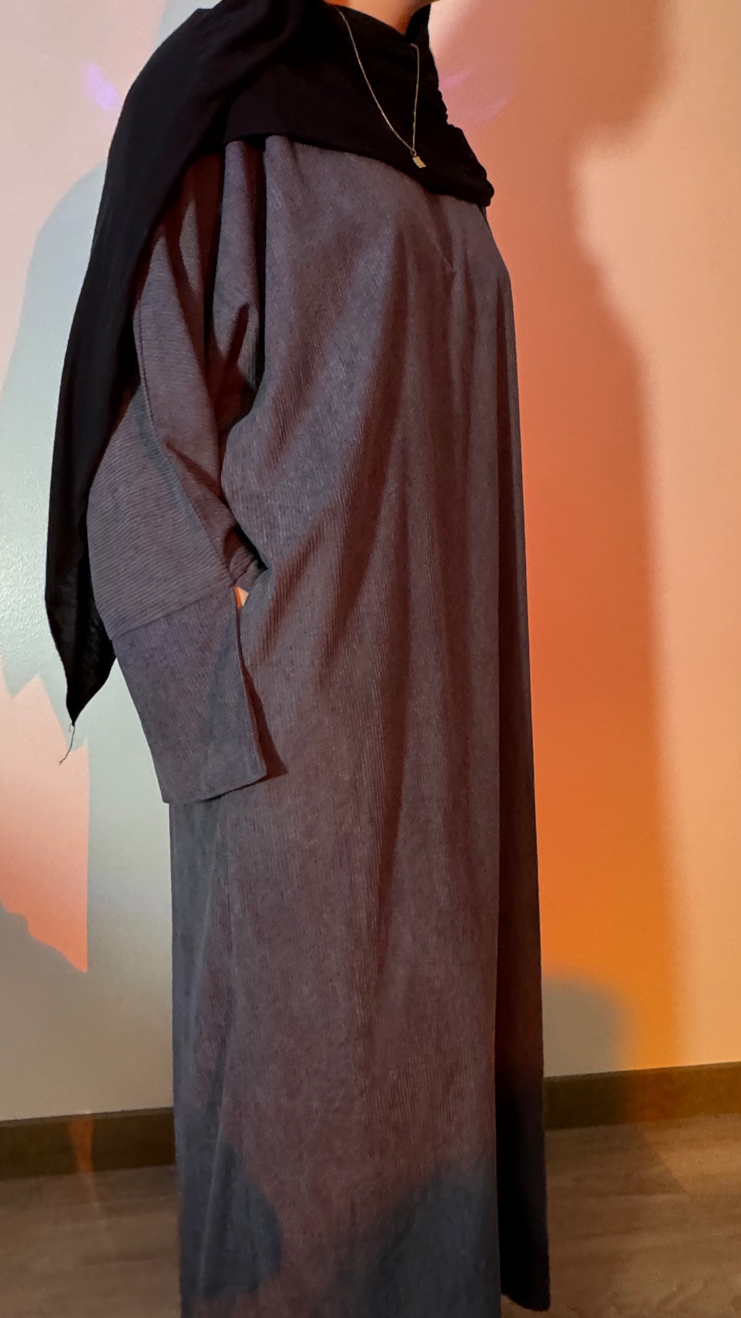 Grey winter abaya